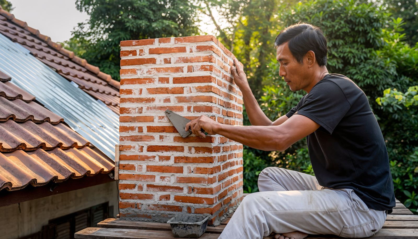 Rebuild work above the roofline